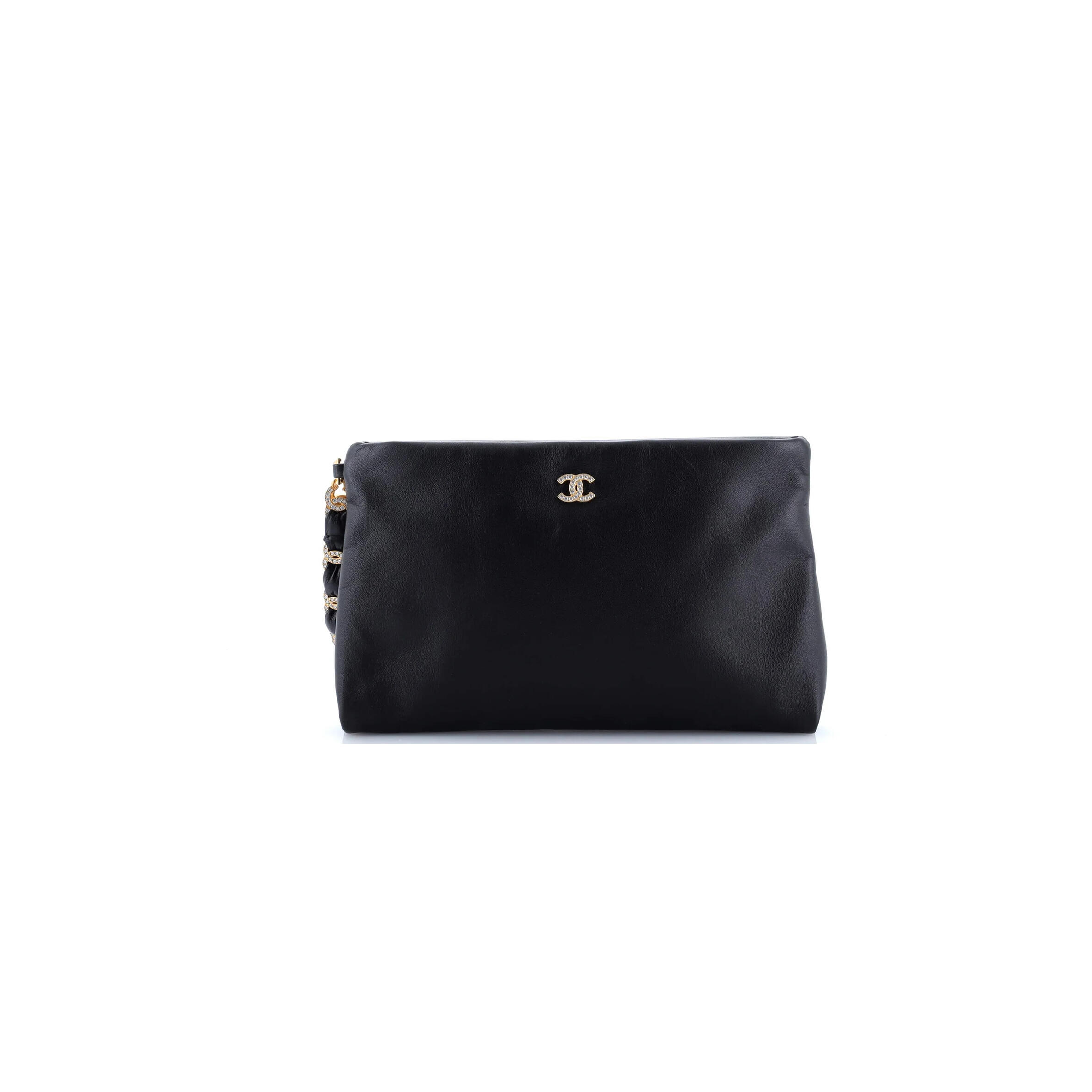 CHANEL MASTER CRYSTAL CC HANDLE WRISTLET POUCH LAMBSKIN AP4281 (24.5*16*2.5cm)